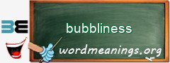 WordMeaning blackboard for bubbliness